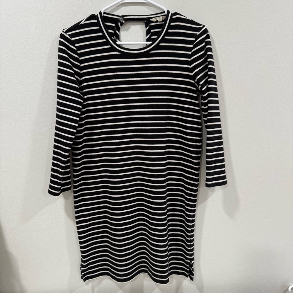 Madewell Black and White Striped Long Sleeve Dress Size Small EUC